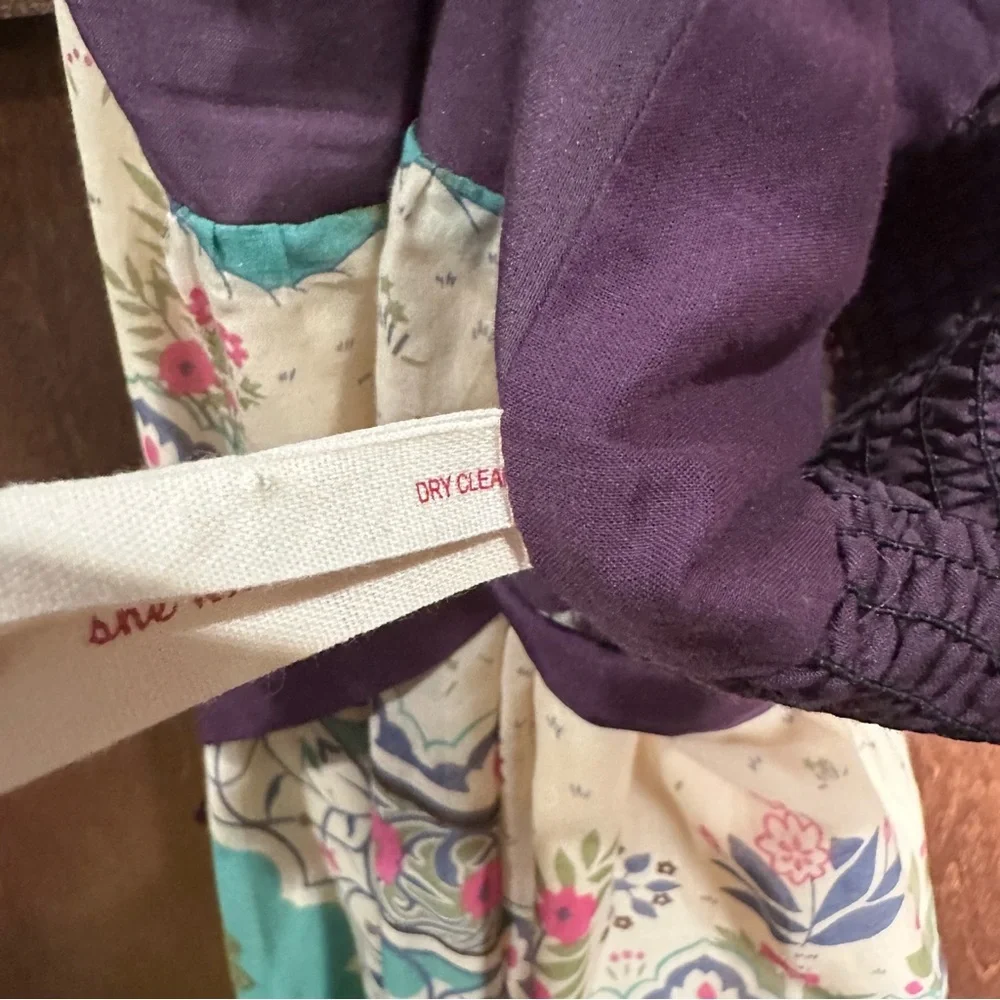 Anthropologie Maeve Purple and Cream Halter Midi Dress - Picture 8 of 8